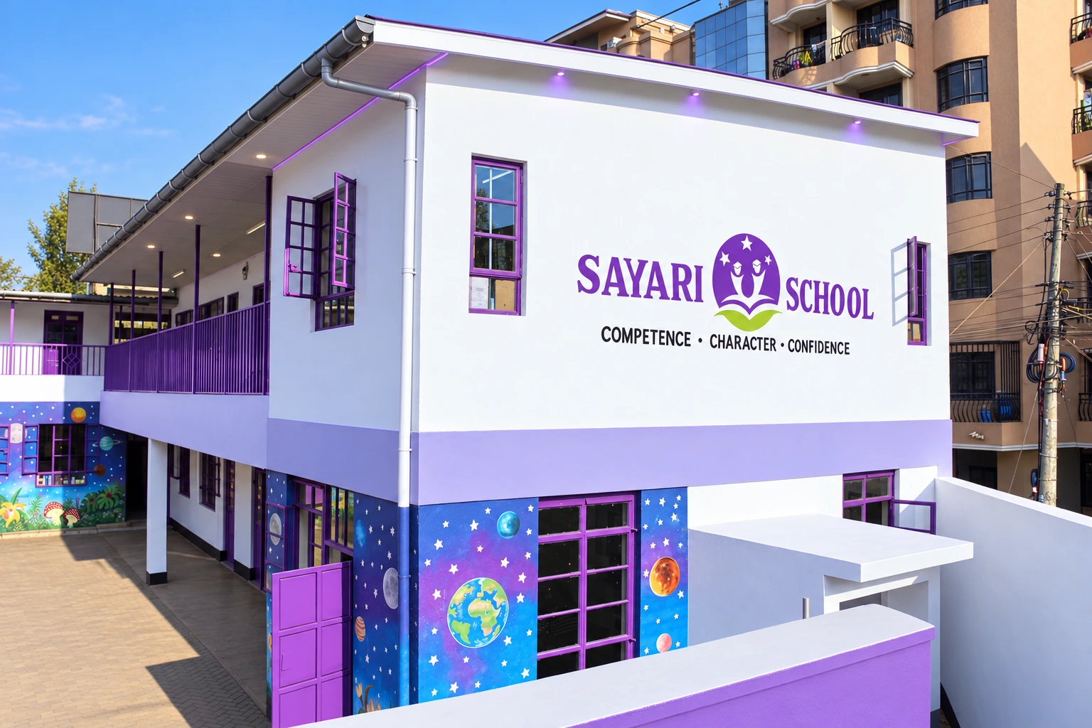 Artistically enhanced photograph of Sayari Toll Campus, with cleaned surfaces and refined lighting